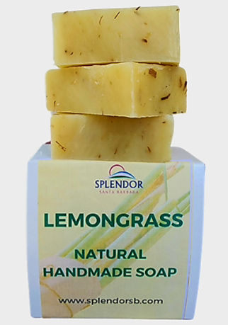 Splendor Lemongrass Herbal Essential Oil Soap – Exfoliating Natural Soap Bar | Cold Process, Vegan, Handmade in USA | Lemongrass Body Soap with Essential Oils | Gentle Skin Cleanser for Face & Body - Splendor Santa Barbara