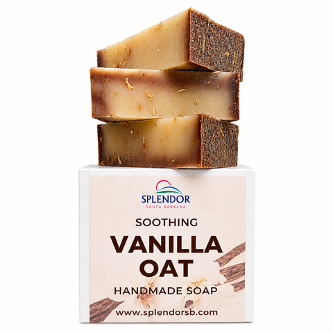 Soothing Vanilla Oatmeal (10.5 oz) Coconut Oil Face & Body Bar Soap Handmade USA, Vegan, Natural, Moisturizing. - Splendor Santa Barbara