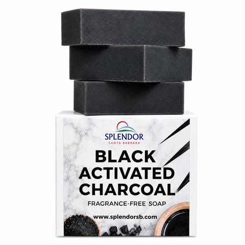 Splendor Black Activated Charcoal Soap Bars -  New & Improved Formula - Unscented Natural Cold-Process Soap - Odor Neutralizer, Handmade & Vegan - Gentle Skin Cleanser for Face, Body, and Hands - Detox & Deep Cleanse