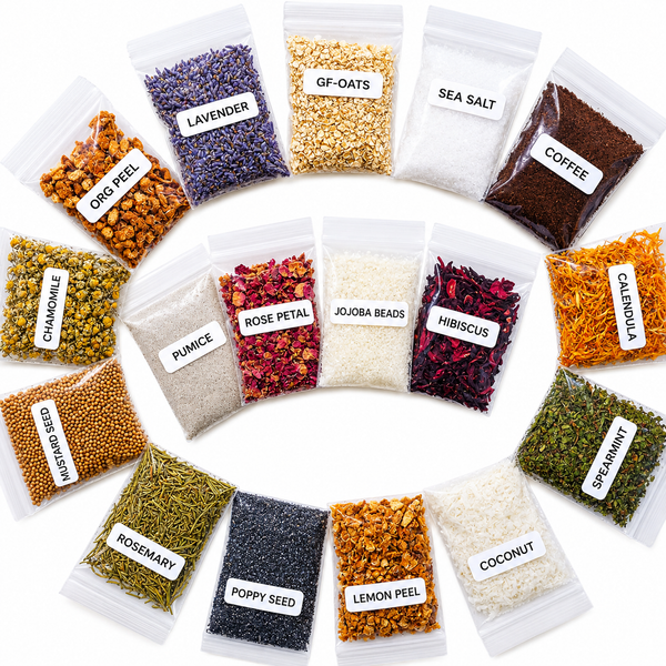 Splendor Natural Soap Exfoliant Set - Soap Exfoliator Sampler Kit Variety Pack for Handmade Cosmetics Bath & Body Scrubs, Masks, Bath Bombs & More DIY - Splendor Santa Barbara