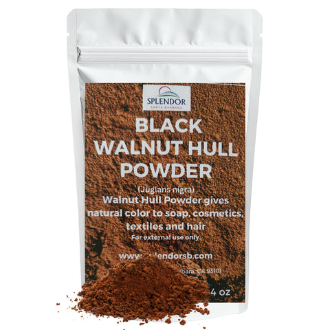Black Walnut Hull Powder Natural Colorant- 4(oz) for Soap Making, Cosmetic Making, Hair Rinse and Fabric Dye - Splendor Santa Barbara
