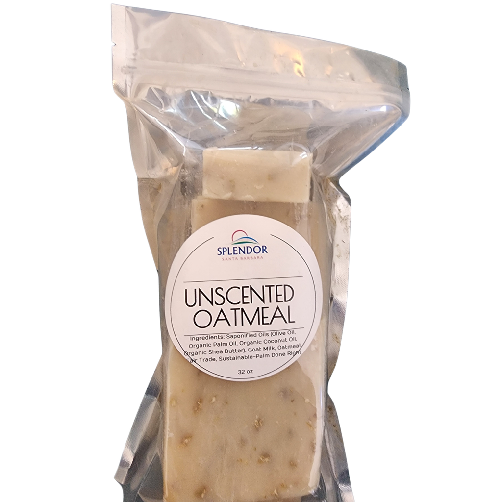 30 % OFF- BULK ODD-SHAPED SOAP & SOAP LOAF END CUTS-Pure Calm Unscented Oatmeal Soap Bar 32 oz – Handmade Cold Process, Fragrance Free, Gentle Exfoliating Natural Soap for Sensitive Skin, Face & Body - Splendor Santa Barbara