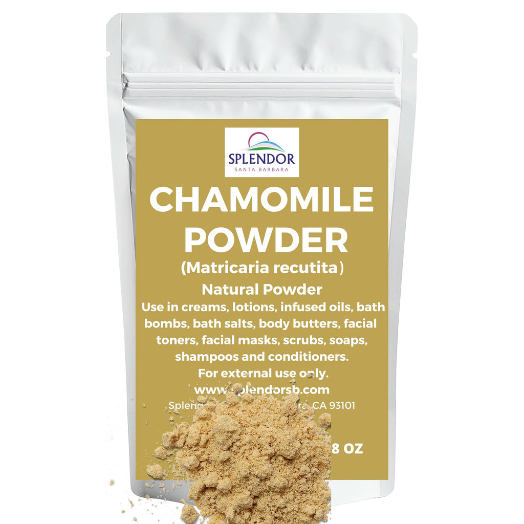 Splendor Chamomile Flower Powder 8 oz - Fine Egyptian Powder for Soap Making Supplies, Cosmetic Formulations, Skin Care and Hair Care - Splendor Santa Barbara