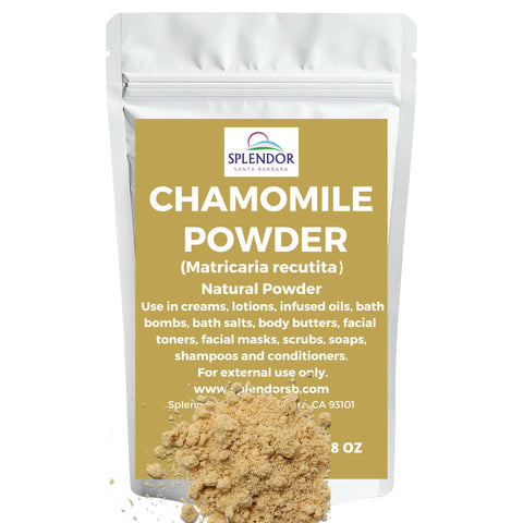 Splendor Chamomile Flower Powder 8 oz - Fine Egyptian Powder for Soap Making Supplies, Cosmetic Formulations, Skin Care and Hair Care - Splendor Santa Barbara