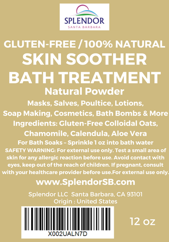 Skin Soother Gluten-Free Oatmeal Bath Treatment with Chamomile, Calendula and Aloe Vera for Eczema, Dry, Itchy, Irritated Skin. Use in Soap Making Supplies and Cosmetics