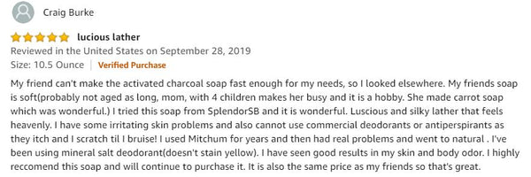 Black Activated Charcoal Soap (10.5oz) Unscented Coconut Oil Face & Body Bar Soap Handmade USA, Vegan, Natural, Moisturizing. - Splendor Santa Barbara