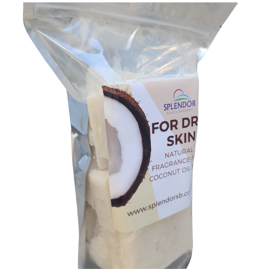 BULK ODD-SHAPED SOAP & SOAP LOAF END CUTS -Moisturizing Pure Coconut Oil Soap for Dry, Irritated or Itchy Skin 32 oz-Unscented - Splendor Santa Barbara