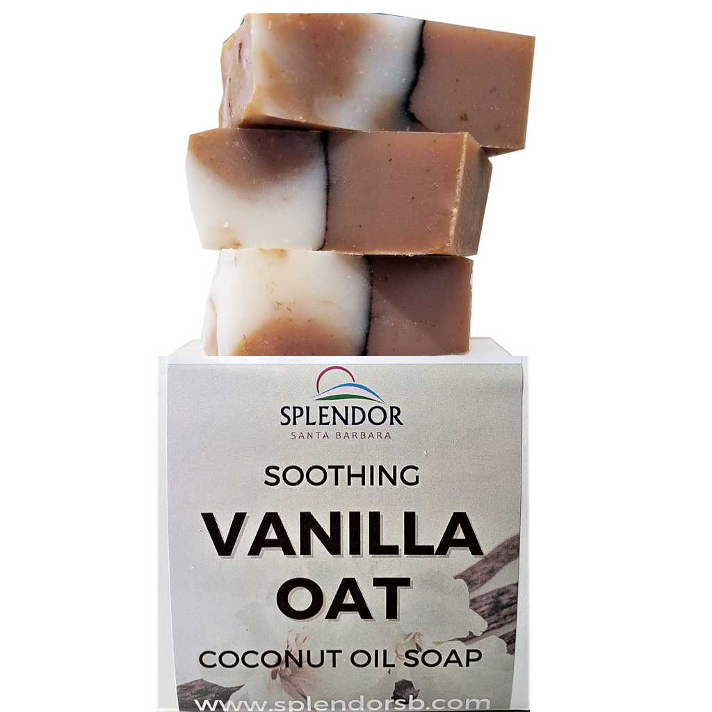 Soothing Vanilla Oatmeal (10.5 oz) Coconut Oil Face & Body Bar Soap Handmade USA, Vegan, Natural, Moisturizing. - Splendor Santa Barbara