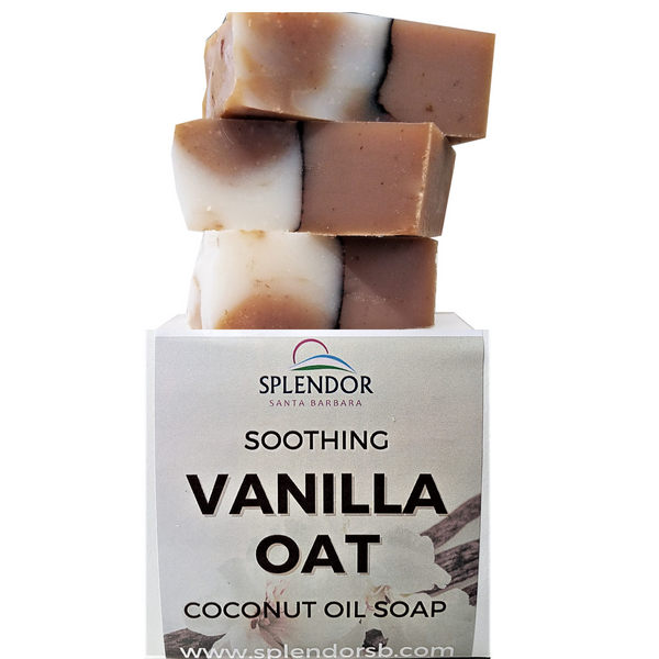 Soothing Vanilla Oatmeal (10.5 oz) Coconut Oil Face & Body Bar Soap Handmade USA, Vegan, Natural, Moisturizing. - Splendor Santa Barbara